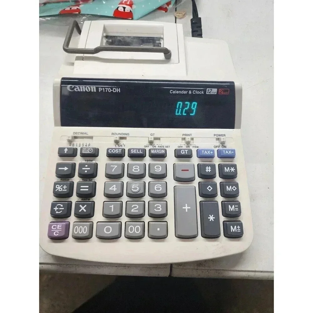 Canon P170-DH Desktop Electronic Printer 12 Digit Calculator Clock & Calendar